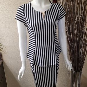 Black/White Stretch Skirt Set
